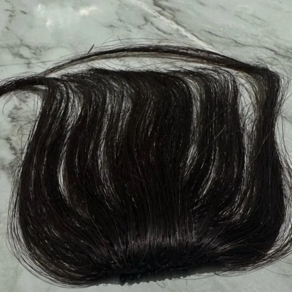 100% Human hair 1 Black Clip in Bangs